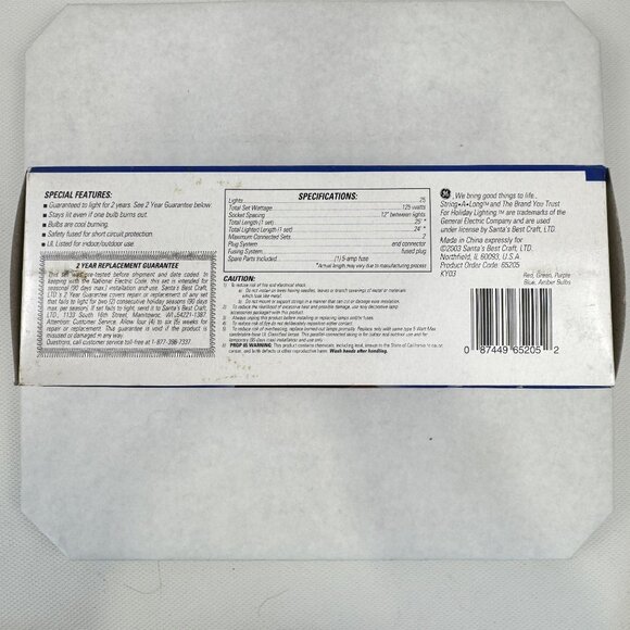 Vintage GE String-A-Long 25 Lights C-7 Cool Bright Multicolor Christmas NEW - Picture 8 of 11